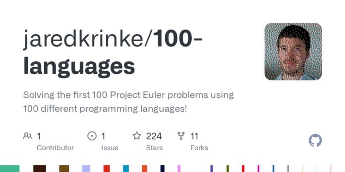 Solving the first 100 Project Euler problems using 100 languages